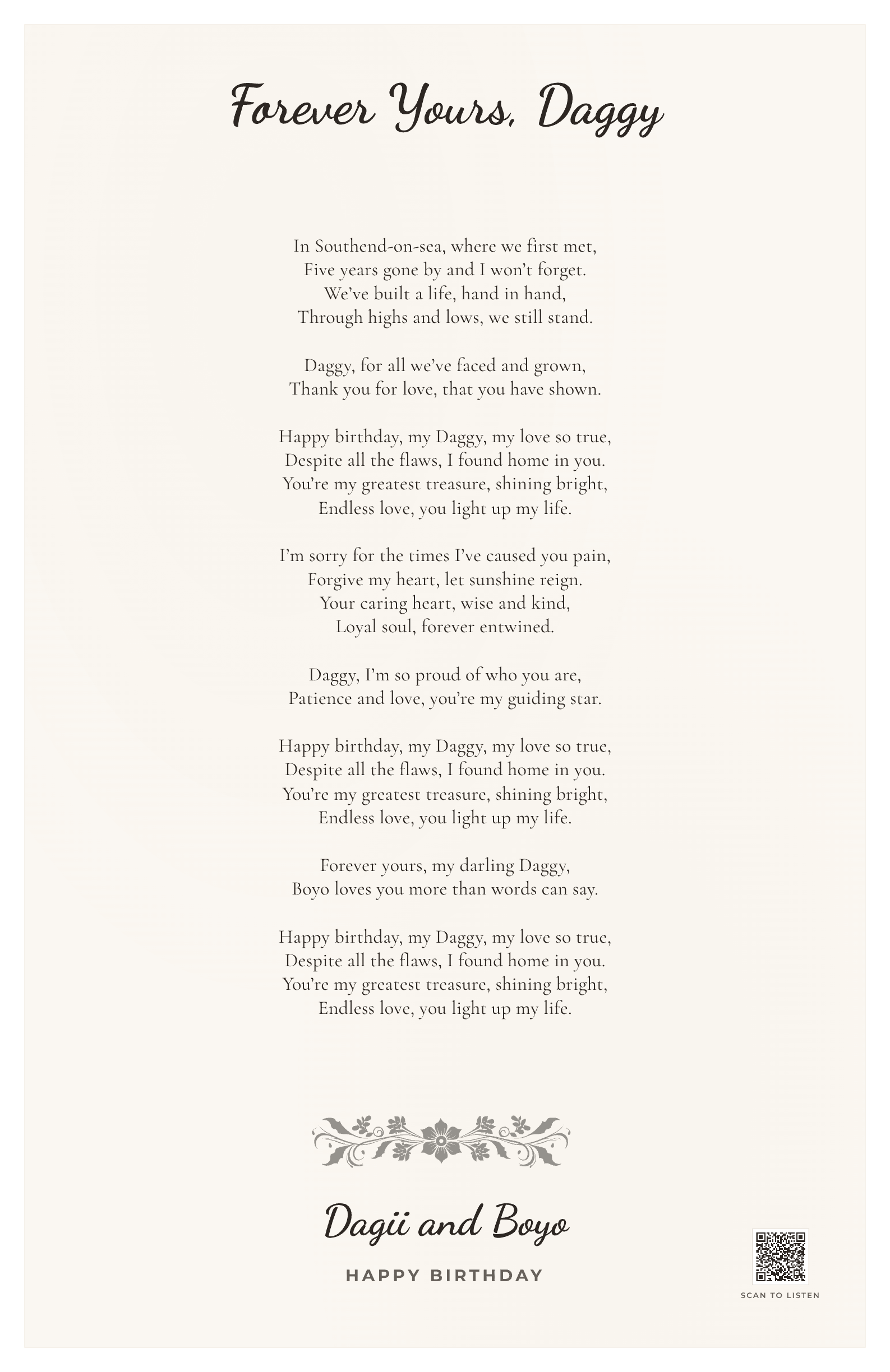 Forever Yours, Daggy